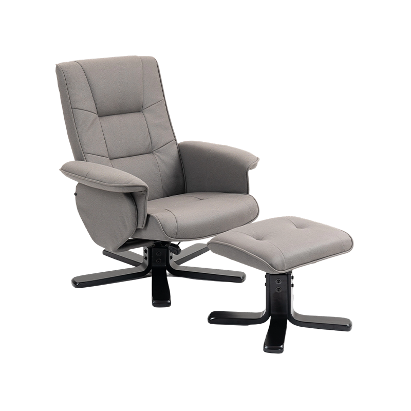 Modern Manual Leather Recliner Wooden Base Swivel Chairs with Ottoman